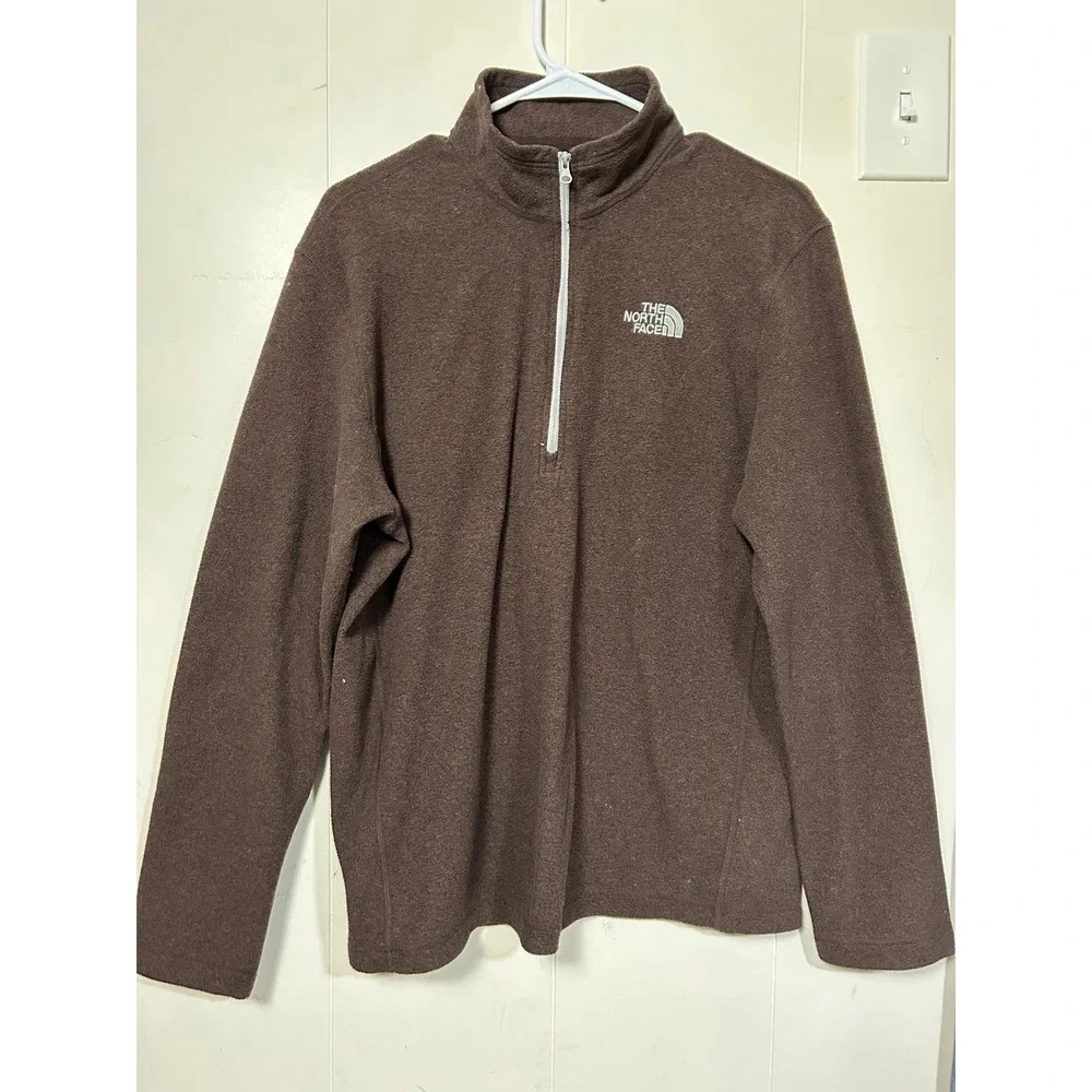 The North Face Men Brown Gray Quarter Zip Fleece Pullover Jacket Gorpcore Hike M
